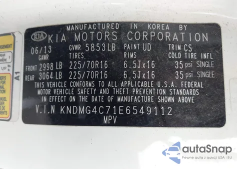 2014 Kia Sedona Lx из США, поврежденный, VIN KNDMG4C71E6549112